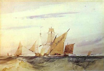 ケント沖の船出 1825 年のボート海景 リチャード・パークス・ボニントン Oil Paintings